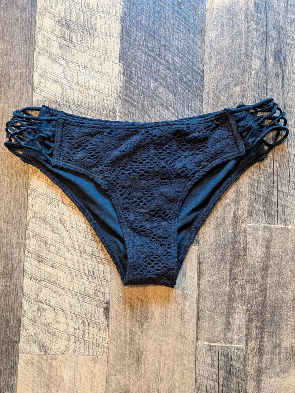 Abercrombie & Fitch Floral Crochet Bikini Bottom Black Large